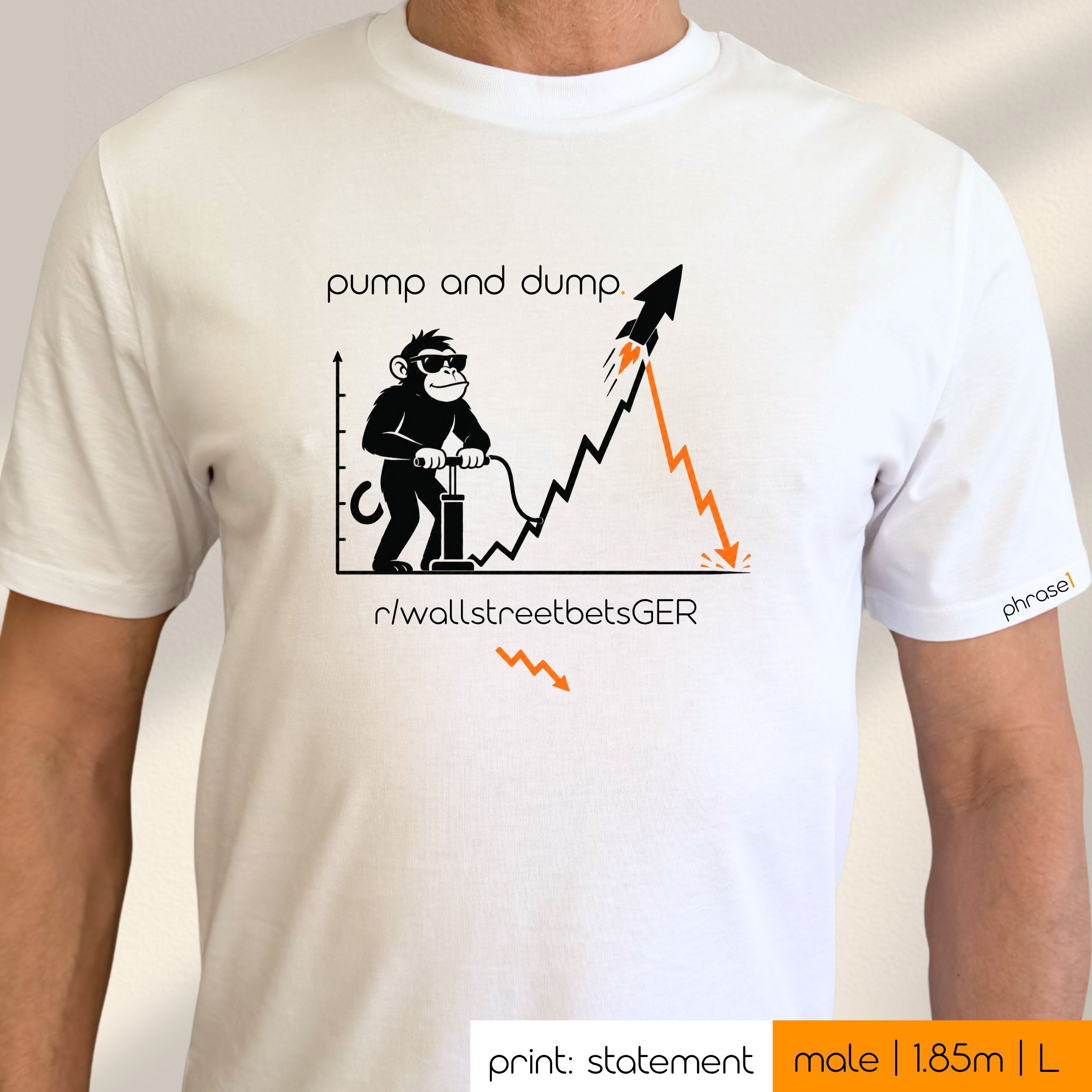 Premium T-Shirt mit Spruch "pump and dump" und Visual